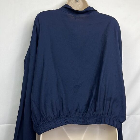 In’Voland Navy Blue Button Front blouse cinched at waist size 24W NWT - Picture 6 of 11